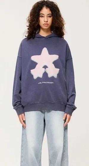 Aelfric Eden Blurring Star Washed Oversized Hoodie With Pockets NWT Large thumbnail 1