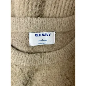 Old Navy Fuzzy Taupe Sweater Womens Large Soft Crew Neck Cozy Knit thumbnail 3