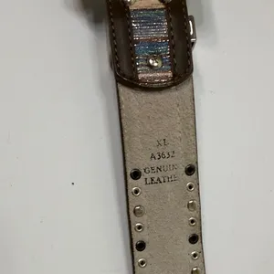 Studded Multicolor Leather Belt with Silver Buckle Brown thumbnail 4