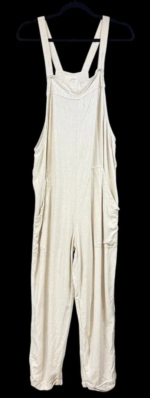 Universal Threads M Beige Oatmeal Linen Wide Leg Overalls Jumpsuit Boho Lagenlook thumbnail 1