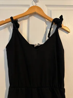 ASOS Black Midi jumpsuit with Knot Shoulder Straps thumbnail 5