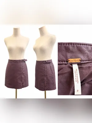 Free People Dusty Mauve Faux Leather Mini Skirt Side Buckle Women’s Size 8 thumbnail 3