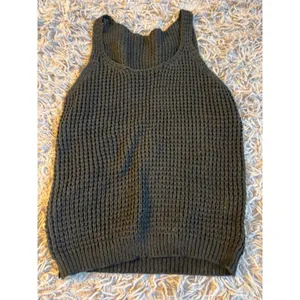 Black Chunky Waffle Knit Tank Top Sleeveless Sweater Vest Medium thumbnail 2
