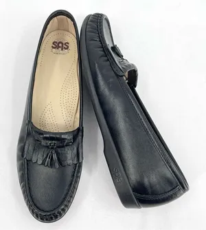 SAS Softie Black Leather Tassle and Kiltie Slip On Loafers 0073-013 Size 10 N thumbnail 1