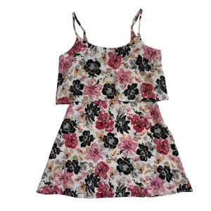 Abercrombie Fitch Womens M Pink Black Floral Popover Mini Dress‎ Cream thumbnail 5
