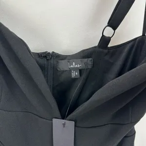 Lulus Brighton Black Plunge Wide-Leg Jumpsuit Formal Classic Cocktail Small NWT thumbnail 9