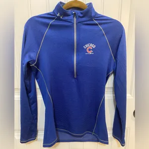 Under Armour Chicago Cubs Blue fitted half-zip long sleeve thumbnail 2
