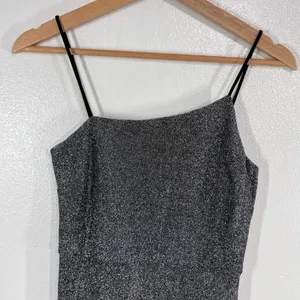 Lulus Metallic Bodycon Mini Dress Small Black Silver Glitter‎ Sparkle Party NYE thumbnail 8