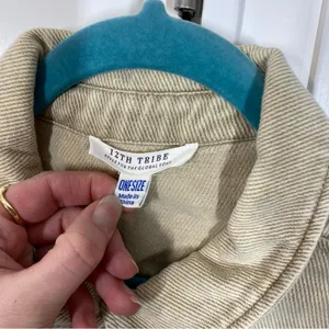 12th Tribe‎ Tan Lightweight Denim Shirt Jacket western distressed Yellowstone thumbnail 2