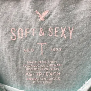 American Eagle Outfitters Soft & Sexy Light Blue Cropped Pocket Tee, Sz. XS thumbnail 2