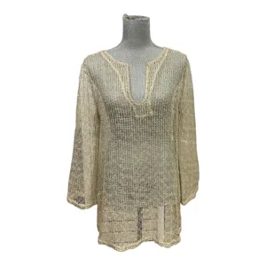 LA BLANCA By Rod Beattie Gold Mesh Net Swim Cover Up gold color size M thumbnail 2