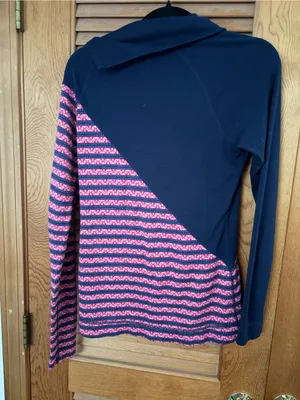 Smartwool Merino Wool 250 Asymmetrical Zip Neck Baselayer in Navy/Pink sz Med thumbnail 6