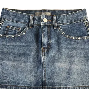 Cali 1850 Denim Mini Skirt with Studded Details thumbnail 2