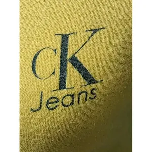 Vintage Calvin Klein Jeans Womens Size M V-Neck Tee Shirt‎ Yellow thumbnail 2