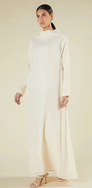 aab CREAMY COWL NECK ABAYA Size M thumbnail 1