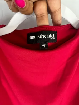Mars The Label Red Draped Shoulder Mini Dress UK 4 / US 0 thumbnail 4