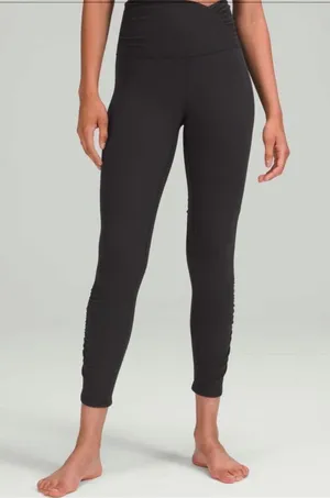 Lululemon Align High-Rise Ruched Waist Pant 25" Black Leggings Size 2 thumbnail 1
