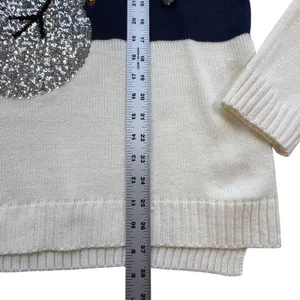 Holiday Time Snowman Sequin Ugly Christmas Sweater Womens 2X 20 Navy‎ White Poms thumbnail 8