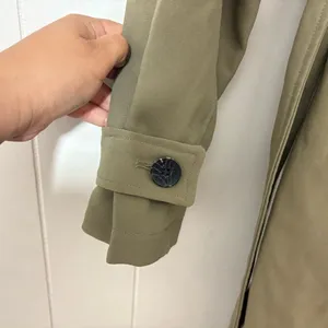 Avec Les Filles Stretch Crepe Double Breasted Trench Coat Olive XS thumbnail 11