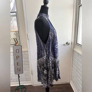 Free People Beaux Bandana Print High Neck Slip Dress small boho festival‎ thumbnail 3