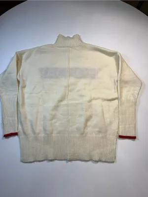 Elan Cream Cowlneck Sweater with Red 'HOLIDAY' Lettering thumbnail 6