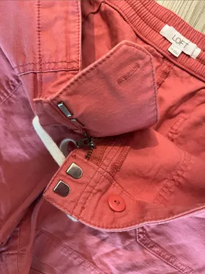 LOFT Cotton Cargo Utility Drawstring Shorts (Sz 14) Clay Salmon Coral thumbnail 7