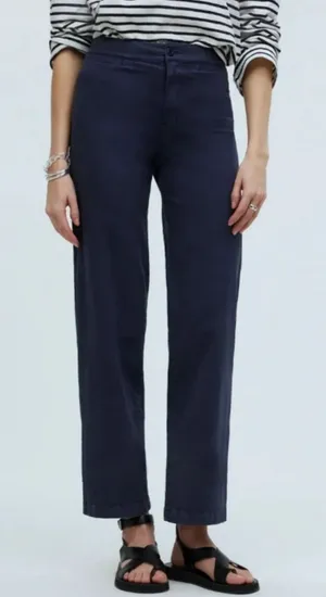 Madewell Emmett Wide Leg Crop Pant Ink Cotton Stretch Welt Pockets High Rise 27 thumbnail 1