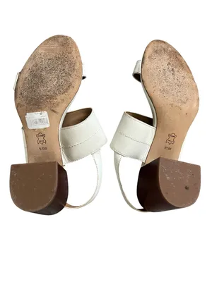 Tory Burch Women’s Eleanor White Leather Gold Metal Block Heel Sandals Size 9.5 thumbnail 8