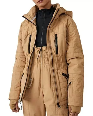 Free People FP Movement All Prepped Ski Jacket Coat in Almond Brown / Tan - NWT thumbnail 1