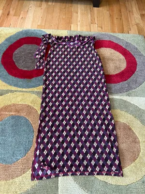 Top Secret Y2K Style Argyle Pattern Glitter Belted Long Skirt Side Slits Medium thumbnail 8