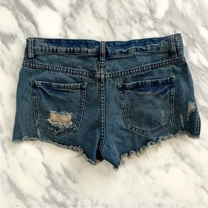 Free People Button Fly Distressed Denim Cutoff Jean Shorts thumbnail 3