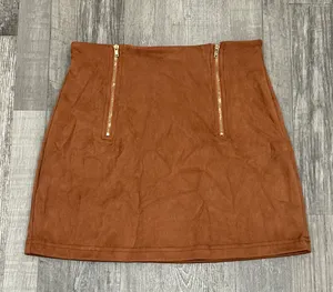 Vegan Suede Micro Mini Skirt Brown Size XS thumbnail 3