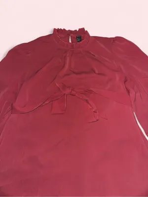 SHEIN Maternity Coral Pink/Salmon Tie-Front Belt Blouse thumbnail 2