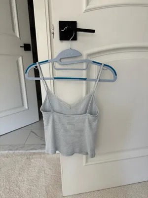 Brandy Melville Striped Lace Tank Top Blue thumbnail 3