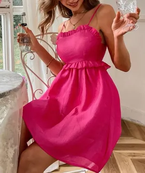 Pink high waisted cami dress Size L thumbnail 1