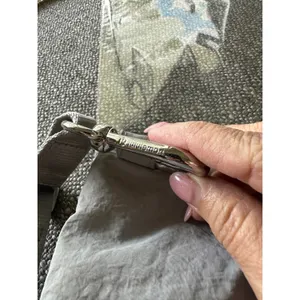 Lululemon Grey Crinkle Nylon Crossbody Bag‎ Adjustable Strap Silver Logo Bag EUC thumbnail 11