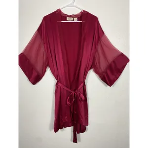 Victoria's Secret Pink Satin Sheer Sleeve Tie Waist Kimono Robe One Size thumbnail 3