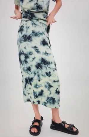 Zara The Batik‎ Blue Tie Dye Pull-On Midi Skirt Sz M thumbnail 1