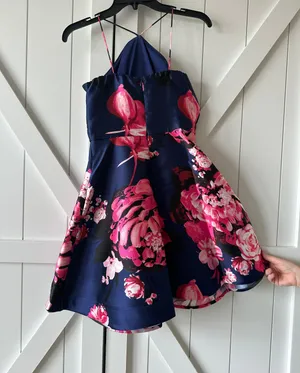 Blue Floral Formal Dress Size 2 thumbnail 3
