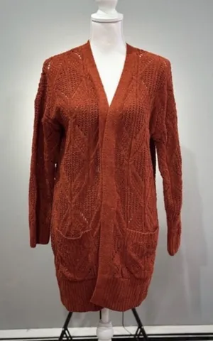 CLEARANCE! Rust Pink Rose Oversized Open Cardigan Size M Like New thumbnail 1