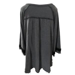Free People Charcoal Gray Oversized Bell Crochet Notched V-Neck Top Medium‎ thumbnail 6