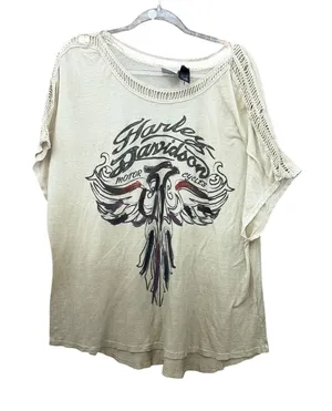 Harley Davidson Womens XL Lightweight Tee Cut Out Detail Biker Motorcycle thumbnail 1