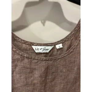 Liz & Jane Linen Tank Top Women’s Size Large Brown Turquoise Fringe Lagenlook thumbnail 2
