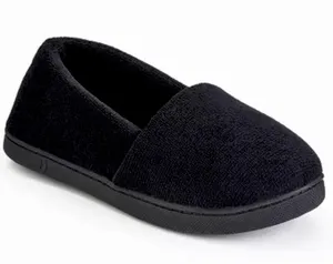 Isotoner Indoor/Outdoor Black Microterry Satin Trimmed Slippers Size 6.5-7 thumbnail 4