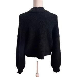 AE Bouclé Mock Neck Sweater Black M Black Size M thumbnail 5
