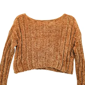 Yellow Crop Chenille Ribbed Y2K Favlux Vintage‎ Academia Cozy Sweater Small thumbnail 8