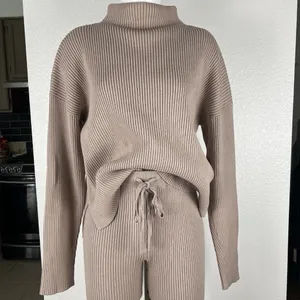 Anthropologie Ribbed Cowl Neck Sweater Set in Dusty Rose thumbnail 5