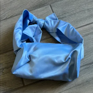Blue Satin Shoulder Bag with Knot Detail thumbnail 2