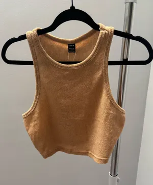 Shein Tan Sleeveless Crop Tank Top Brown Size L thumbnail 1
