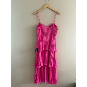 Lulus Lulus Cascading Crush Hot Pink Tiered Bustier Midi Dress Size Large Formal thumbnail 5